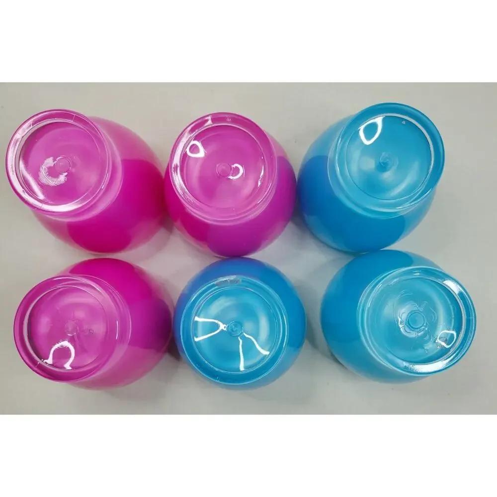 Set of 6 Acrylic Luster Pink & Blue 12 oz. Tulip Shaped Tumber Drinking Glasses
